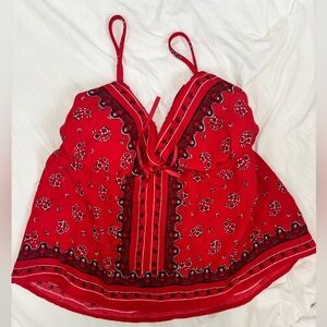 Red Paisley Print Camisole Top